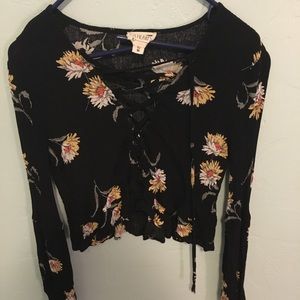 cute floral lace up top!